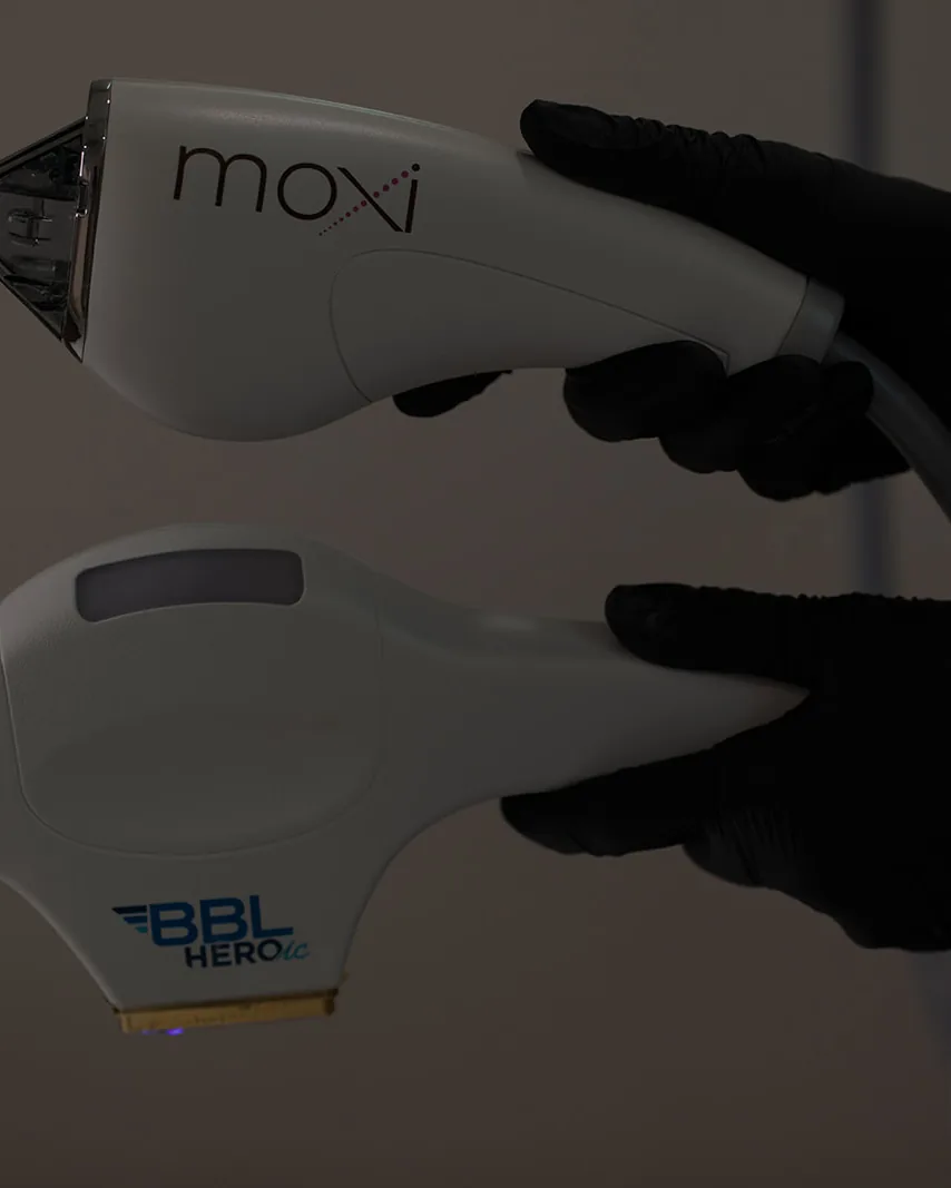 The Moxi and BBL HEROic handpieces held together at MODE.